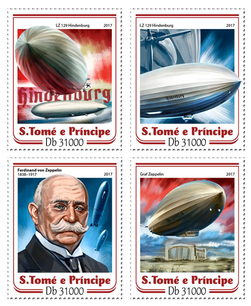 Ferdinand von Zeppelin - Issue of Sao Tome and Principe postage stamps