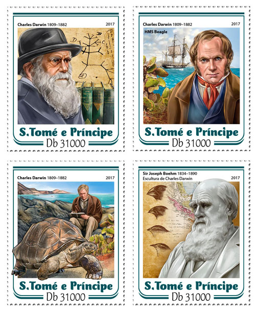 Charles Darwin - Issue of Sao Tome and Principe postage stamps