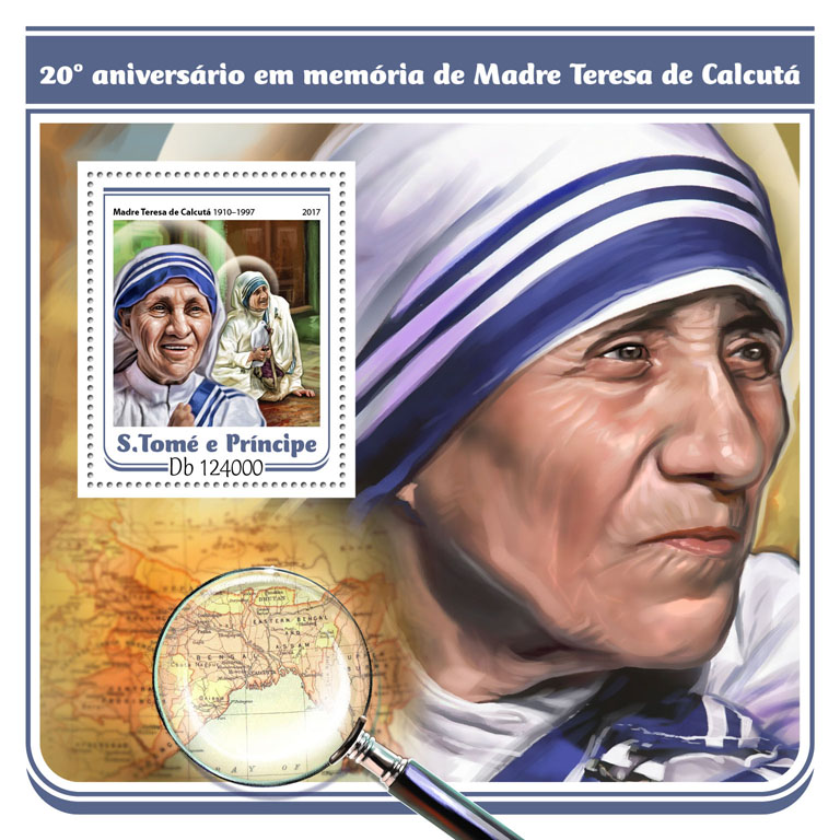 Mother Teresa - Issue of Sao Tome and Principe postage stamps
