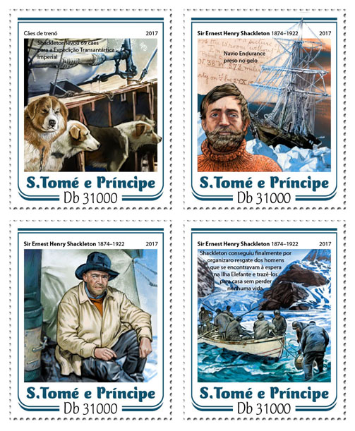 Ernest Henry Shackleton - Issue of Sao Tome and Principe postage stamps