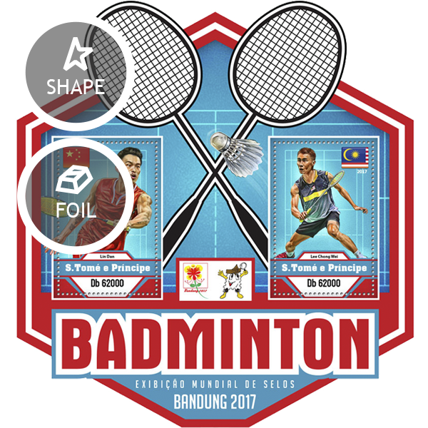 Badminton - Issue of Sao Tome and Principe postage stamps