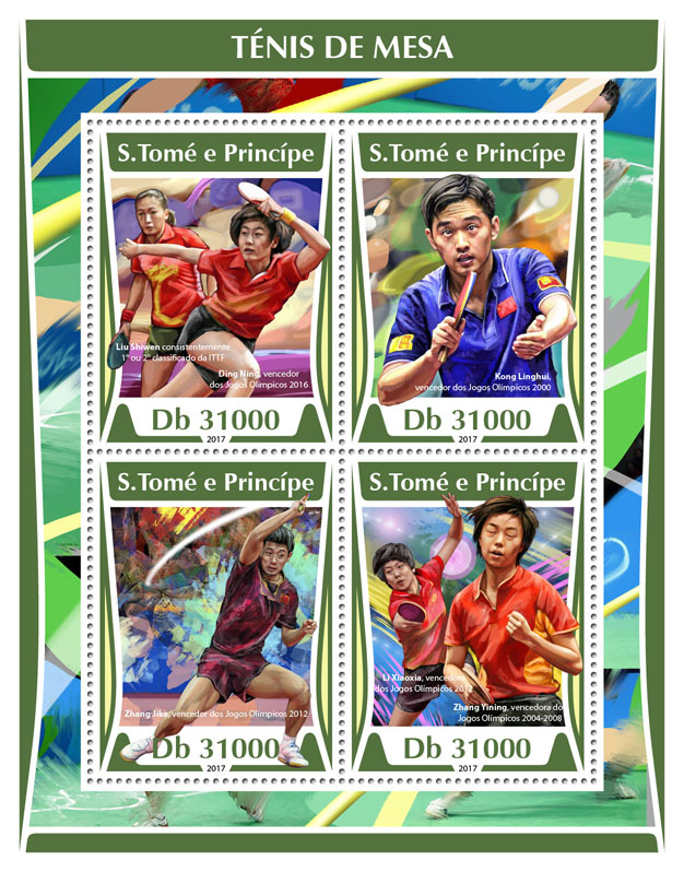 Table tennis - Issue of Sao Tome and Principe postage stamps