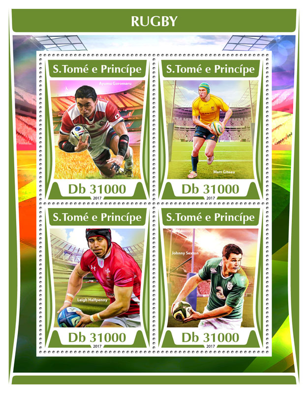 Rugby - Issue of Sao Tome and Principe postage stamps