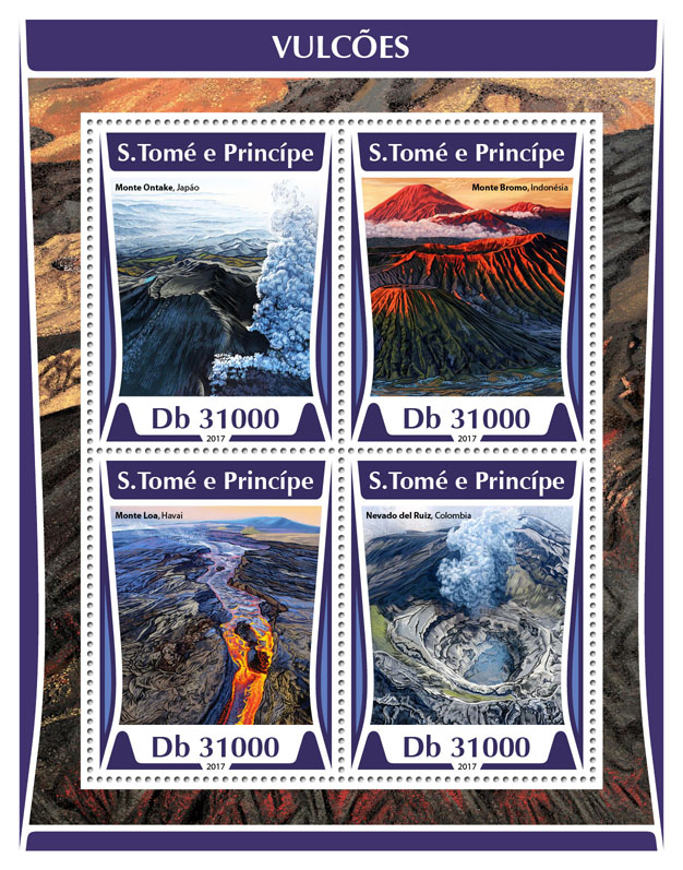 Volcanoes - Issue of Sao Tome and Principe postage stamps