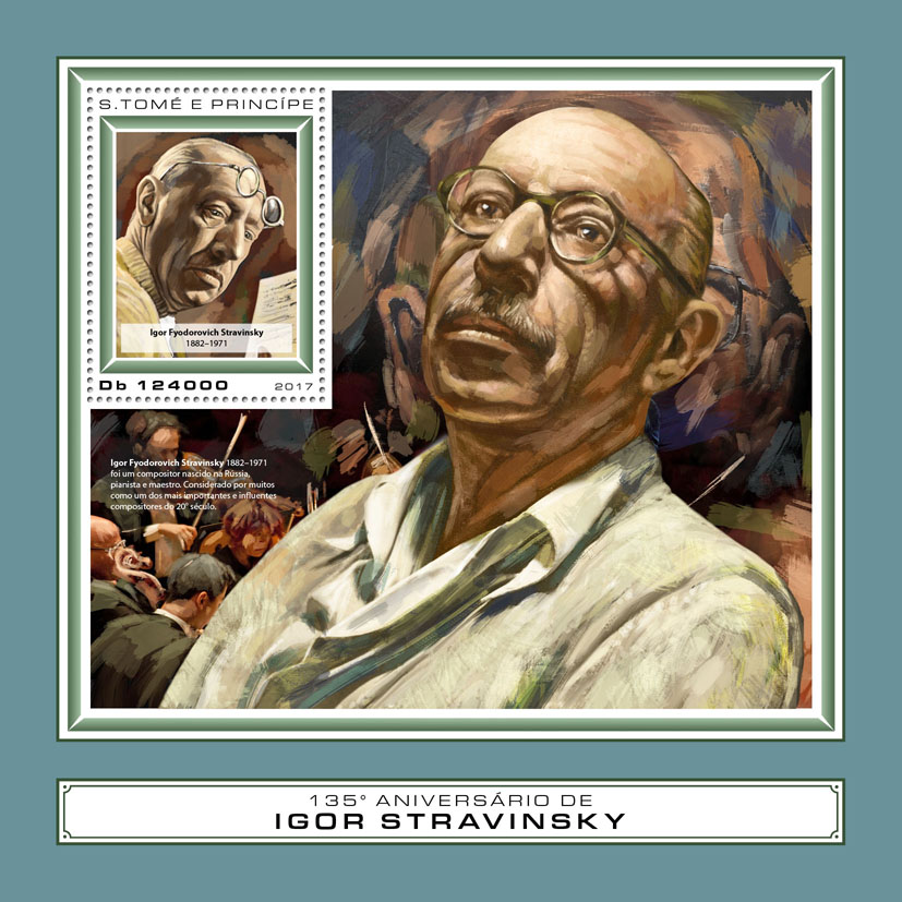 Igor Stravinsky - Issue of Sao Tome and Principe postage stamps
