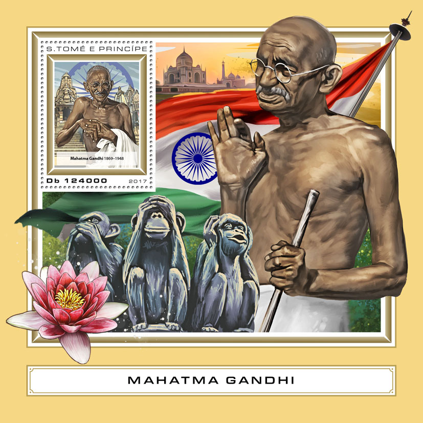 Mahatma Gandhi - Issue of Sao Tome and Principe postage stamps
