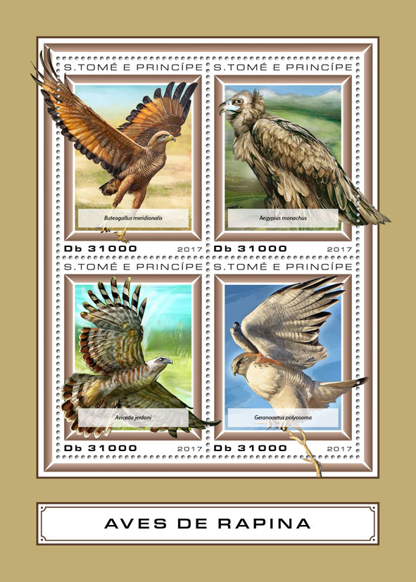 Birds of prey - Issue of Sao Tome and Principe postage stamps