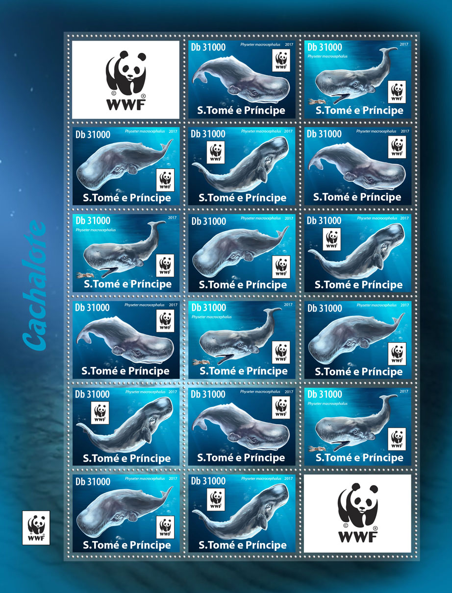 WWF – Sperm whale (4 sets) - Issue of Sao Tome and Principe postage stamps