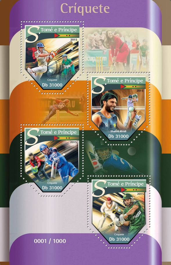 Cricket - Issue of Sao Tome and Principe postage stamps