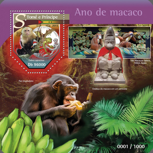 Year of monkey - Issue of Sao Tome and Principe postage stamps