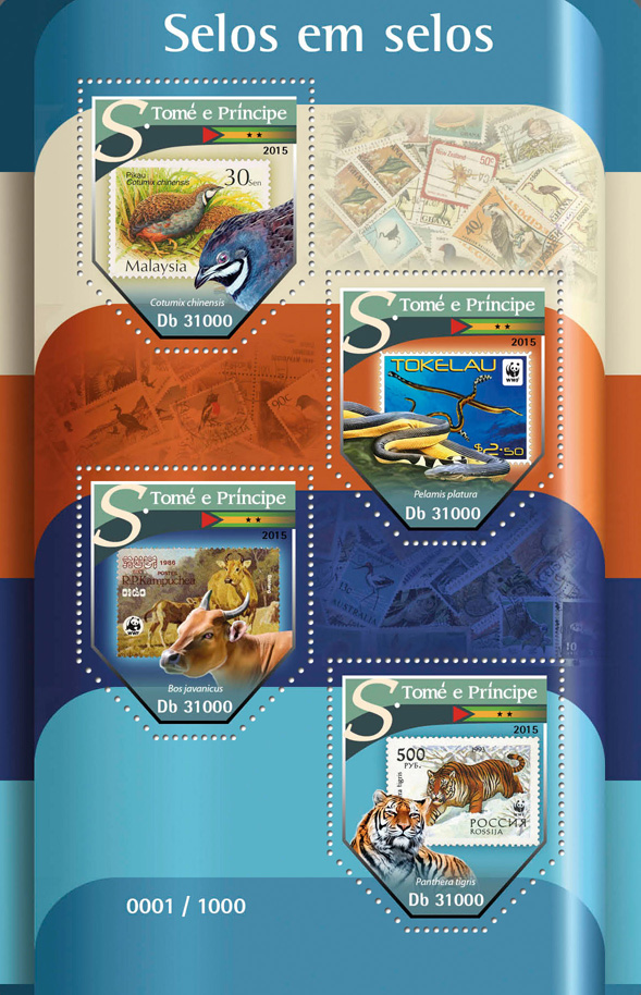 Stamps on stamps - Issue of Sao Tome and Principe postage stamps