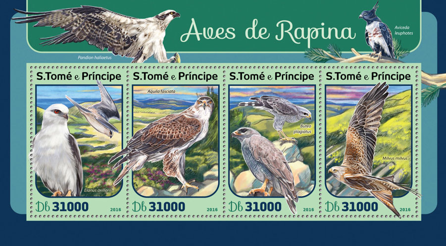 Birds of Prey - Issue of Sao Tome and Principe postage stamps