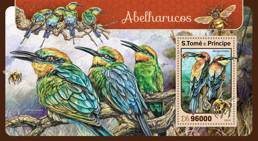 Bee eaters - Issue of Sao Tome and Principe postage stamps