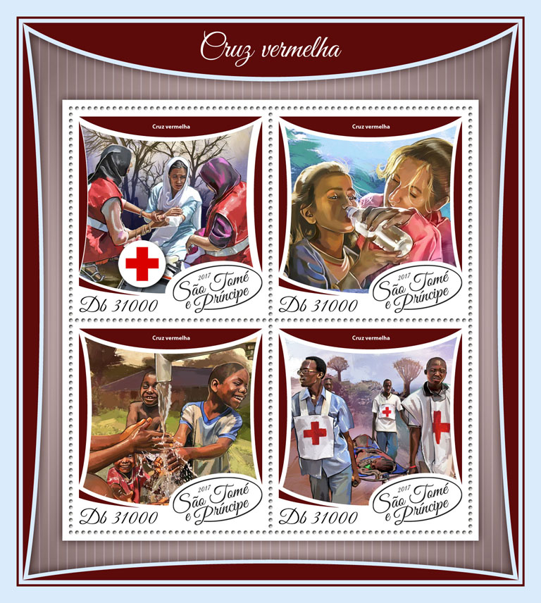 Red cross - Issue of Sao Tome and Principe postage stamps
