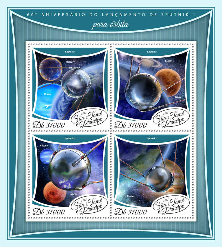 Sputnik 1 - Issue of Sao Tome and Principe postage stamps