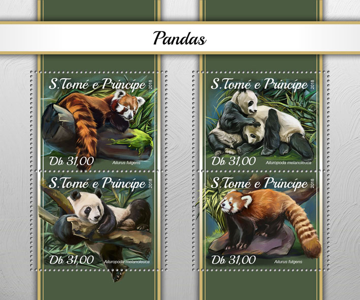 Pandas - Issue of Sao Tome and Principe postage stamps