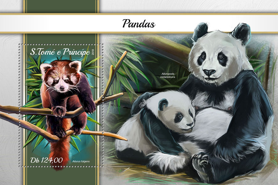 Pandas - Issue of Sao Tome and Principe postage stamps
