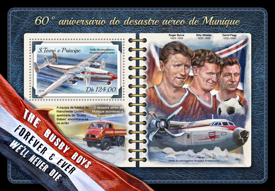 Munich air disaster - Issue of Sao Tome and Principe postage stamps