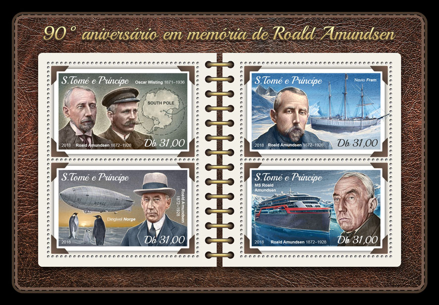 Roald Amundsen - Issue of Sao Tome and Principe postage stamps