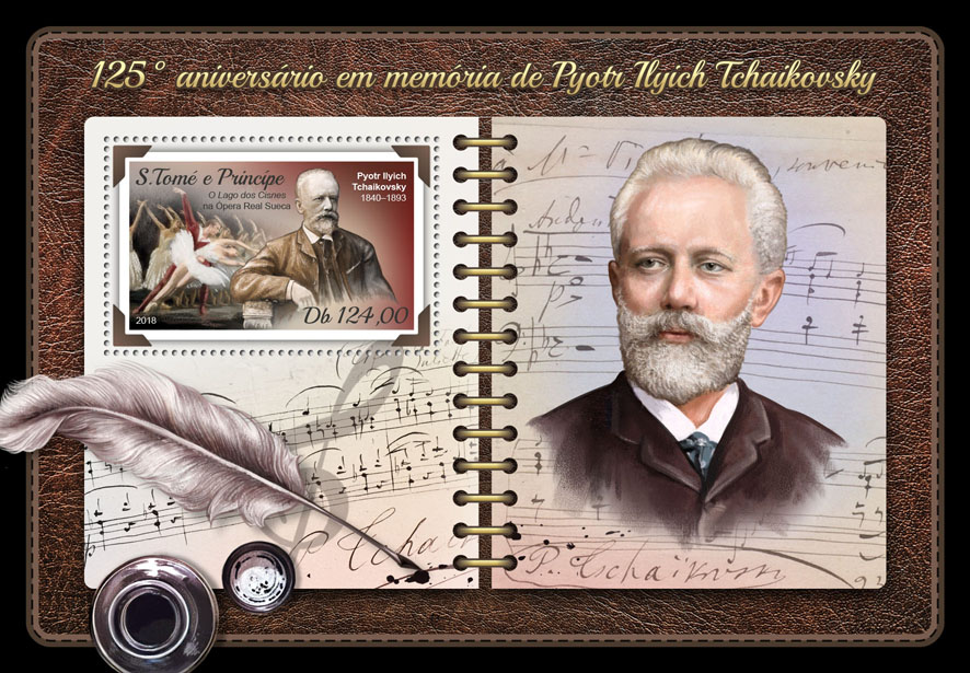 Pyotr Ilyich Tchaikovsky - Issue of Sao Tome and Principe postage stamps