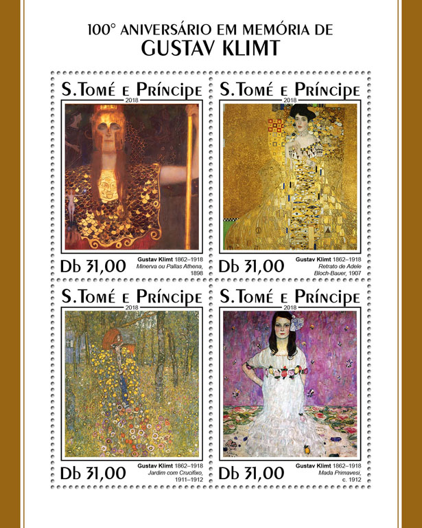 Gustav Klimt - Issue of Sao Tome and Principe postage stamps