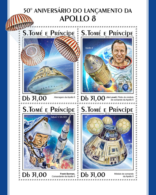 Apollo 8 - Issue of Sao Tome and Principe postage stamps