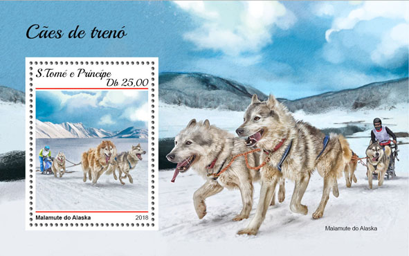 Sledge dogs - Issue of Sao Tome and Principe postage stamps