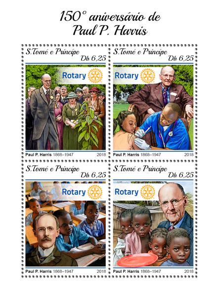 Paul P. Harris - Issue of Sao Tome and Principe postage stamps