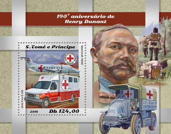 Henry Dunant - Issue of Sao Tome and Principe postage stamps