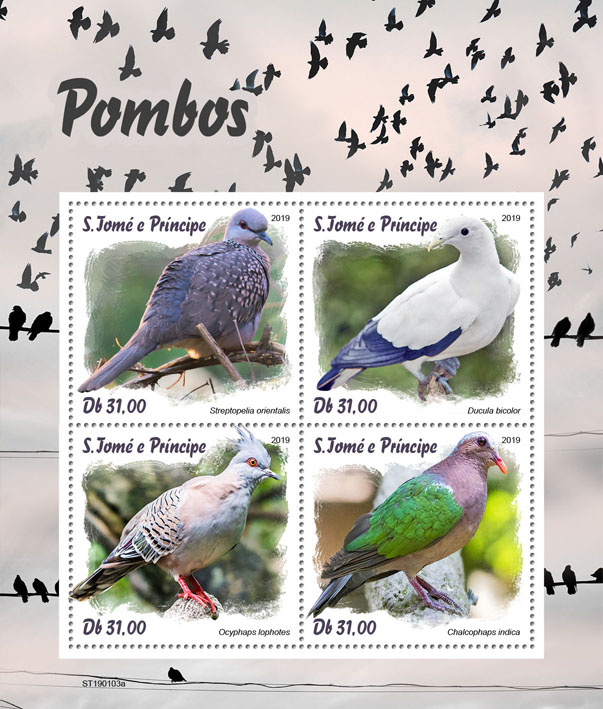 Pigeons - Issue of Sao Tome and Principe postage stamps