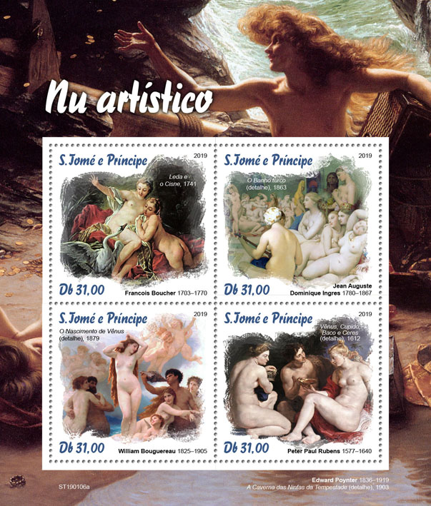 Nude art - Issue of Sao Tome and Principe postage stamps