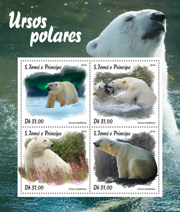 Polar bear - Issue of Sao Tome and Principe postage stamps
