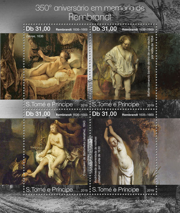 Rembrandt - Issue of Sao Tome and Principe postage stamps