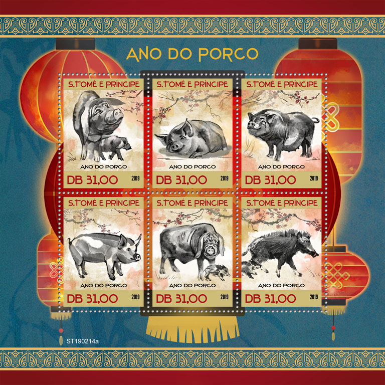 The Year of Pig - Issue of Sao Tome and Principe postage stamps