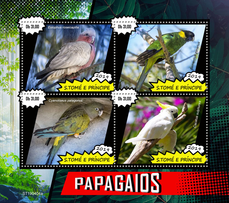 Parrots - Issue of Sao Tome and Principe postage stamps