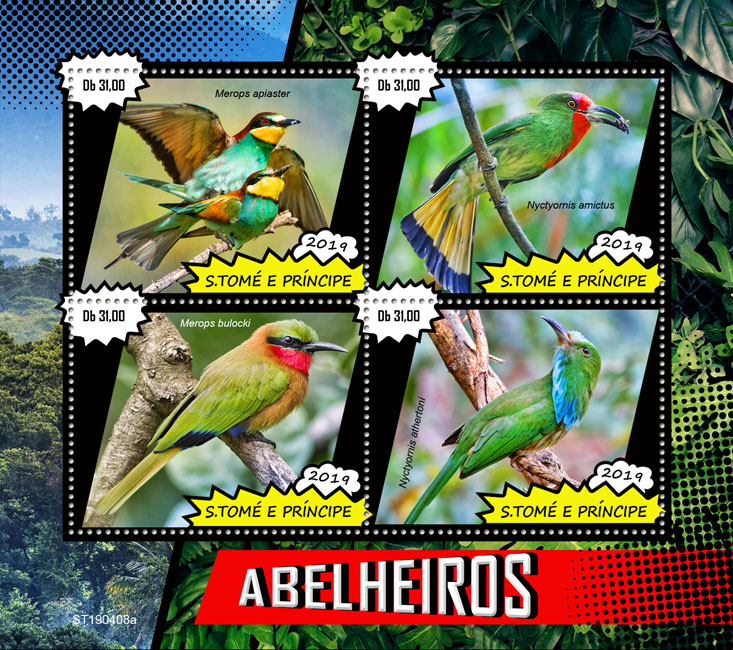 Bee-eaters - Issue of Sao Tome and Principe postage stamps