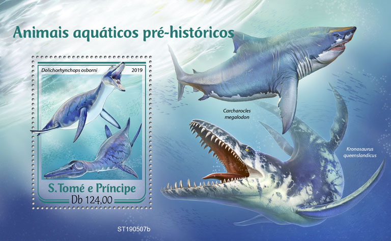 Prehistoric water animals - Issue of Sao Tome and Principe postage stamps