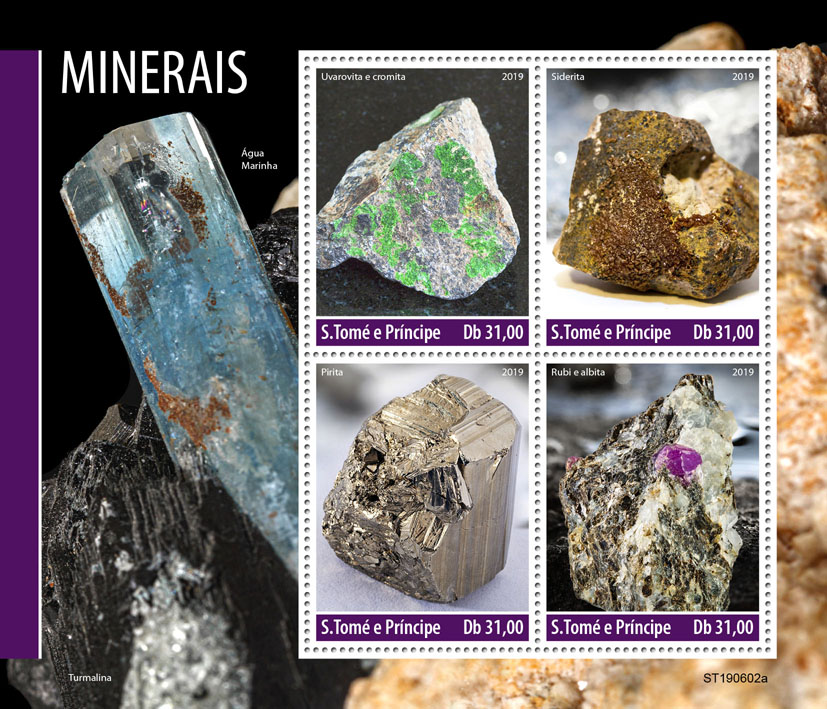 Minerals - Issue of Sao Tome and Principe postage stamps