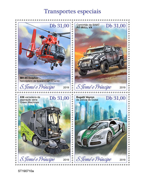 Special transport - Issue of Sao Tome and Principe postage stamps